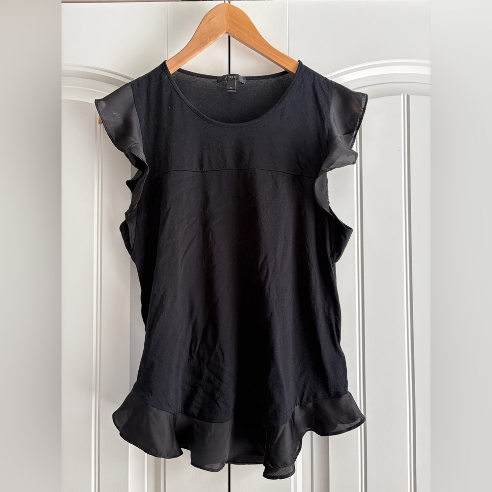 J Crew‎ Women's Black Flutter Sleeve Tank Top Size M